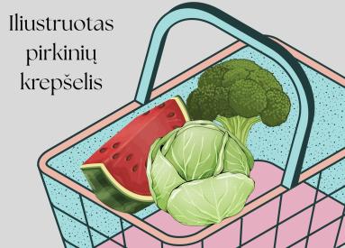 Iliustruotas pirkinių krepšelis
