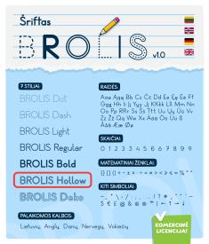 Šriftas Brolis-HOLLOW
