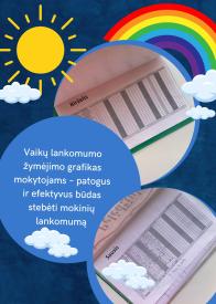 Vaikų lankomumo žymėjimo grafikas mokytojams A4 formato