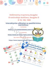 Užduotys ir žaidimas - Dešimtainių trupmenų daugyba iš natūraliojo skaičiaus