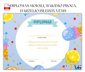 Diplomas darželio išleistuvėms, mokslų baigimo proga