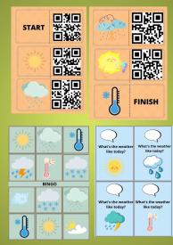 Weather. Domino, BINGO, Speaking cards.
