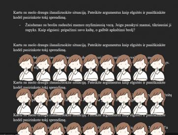 12 gyvenimiškų situacijų diskusijoms. 