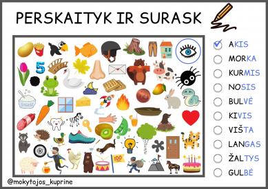 Žodžių medžioklė 2 skiemenų