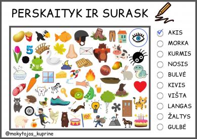 Žodžių medžioklė 2 skiemenų