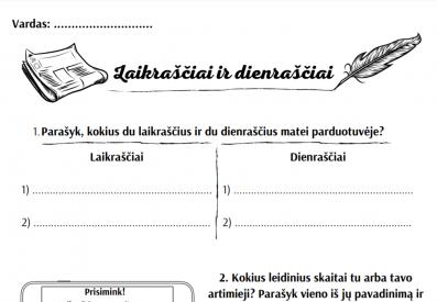 Laikraščiai ir dienraščiai. Integruotos lietuvių kalbos ir matematikos užduotys.