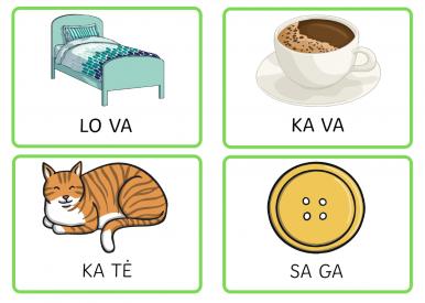 Dviskiemeniai žodžiai ir skaitymo kortelės