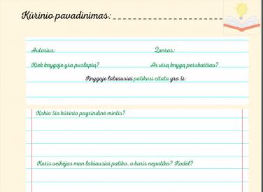 Skaitymo dienoraštis 1-2 klasių mokiniams