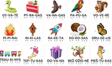  TRISKIEMENIŲ ŽODŽIŲ SKAITYMO KORTELĖS