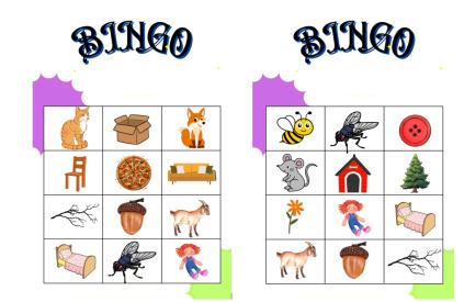 BINGO raidžių ir paveikslėlių