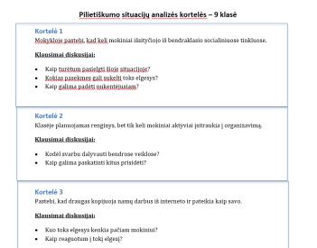 Situacijų kortelės pilietiškumo pamokoms
