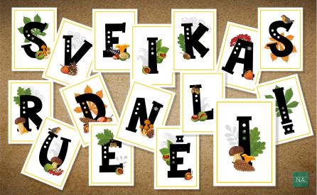 SVEIKAS RUDENĖLI - Užrašas-girlianda, klasės, grupės dekoracija