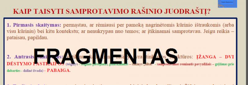 SAMPROTAVIMO RAŠINIO REDAGAVIMO ŽINGSNIAI