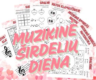Muzikinė širdelių diena - 20 užduotėlių spausdinimui