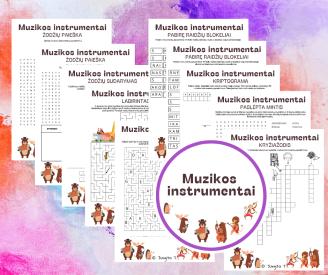 Muzikos instrumentai - 10 užduotėlių spausdinimui