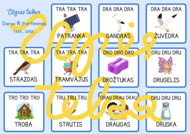 Garso R įtvirtinimas TR, DR