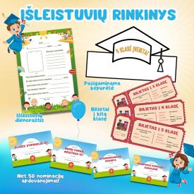 IŠLEISTUVIŲ RINKINYS: 50 nominacijų, pasigaminama kepurėlė, dienoraštis ir bilietai