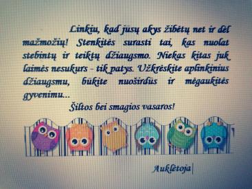 Linkėjimas auklėtiniams 