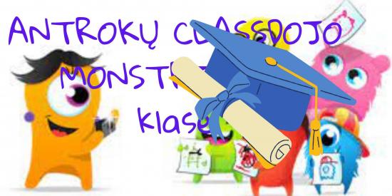 Mūsų klasės pavadinimas ClassDojo Monstriukų klasė ir kuo mes šiais  metais būsime.