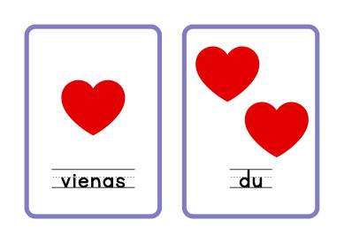 Skaičių kortelės Valentino dienai