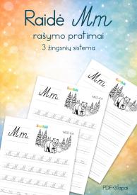 Raidė M - rašymo pratimai vaikams - 3 žingsnių sistema