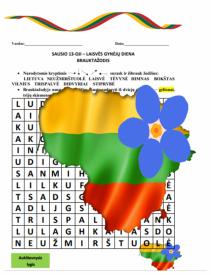 Sausio 13-oji. Brauktažodis. 3 lygių diferencijuotos užduotys.