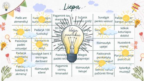 Liepos mėnesio veiklų bingo