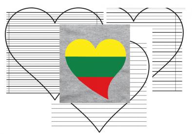 Valstybinėms šventėms, šv. Valentino dienai - širdelė su linijomis 1-4 klasėms