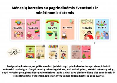 Mėnesių kortelės su įsimintinomis šventėmis
