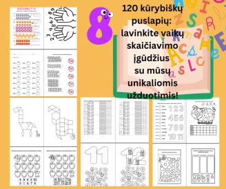 Skaičiai 11 - 20, formos, spalvos