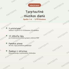 TARPTAUTINĖ MUZIKOS DIENA spalio 1 d.: 3 pristatymai ir 12 užduočių, 1-10 klasėms