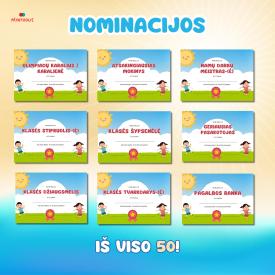 50 nominacijų diplomai pradinukams - puikiai tinka išleistuvėms