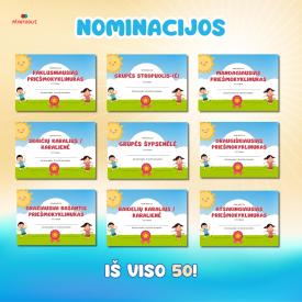 50 nominacijų diplomai priešmokyklinukams - puikiai tinka išleistuvėms
