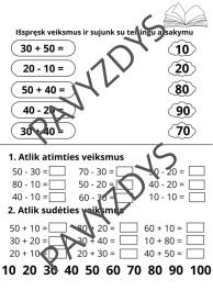 Sudėtis ir atimtis apvaliomis dešimtimis