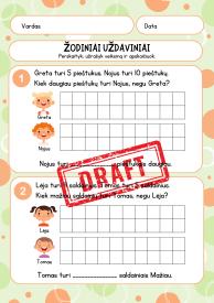 Kiek daugiau, kiek Mažiau užduotys