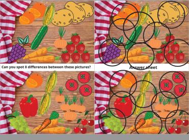 Spot the differences fruit and vegetables