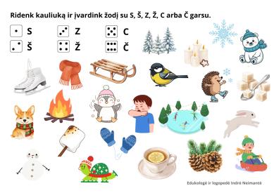 Foneminio suvokimo ir garsų artikuliacijos lavinimo žaidimas S-Š, C-Č, Z-Ž