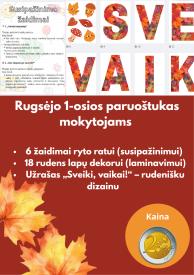 Rugsėjo 1-osios rinkinys mokytojams: susipažinimo žaidimai - dekoracijos - užrašas
