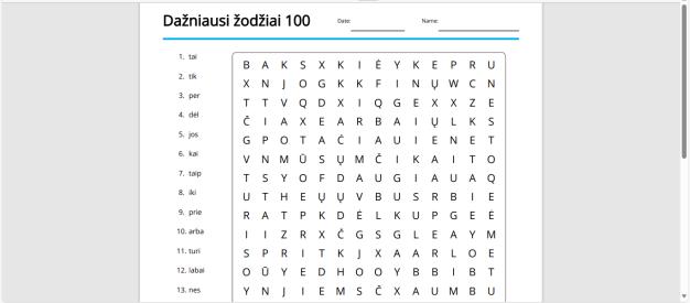 100 dažniausių lietuviškų žodžių