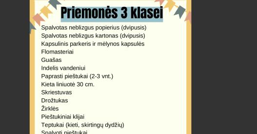 Priemonės 3 klasei