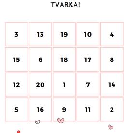 Nuspalvink skaičius eilės tvarka 1-20