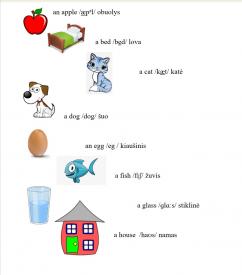 ABC pirmieji anglų kalbos žodžiai