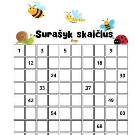 Surašykite skaičius 1-100