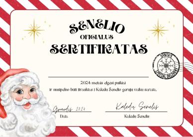 Kalėdų Senelio gerų vaikų sertifikatas