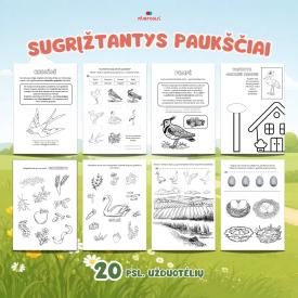 Užduotėlės apie sugrįžtančius paukščius