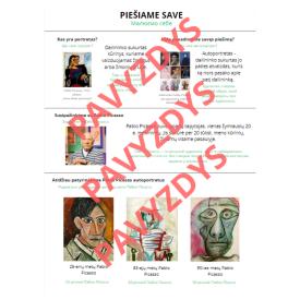 Dailės pamokos dalijamoji medžiaga apie Picasso ir autoportretą ukrainiečių ir lietuvių kalbomis