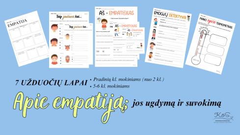 7 užduočių lapai apie empatiją, savęs pažinimą