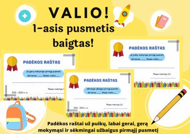 Padėkos raštai užbaigus pirmąjį metų pusmetį