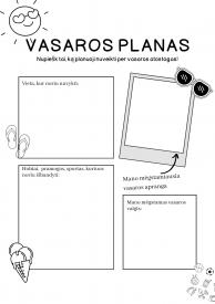Užduočių lapas 5-8 metų vakams.  Vasaros planas