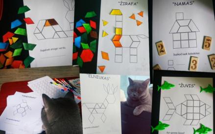Skaitmeninės TANGRAM figūrėlės su paveiksliukais